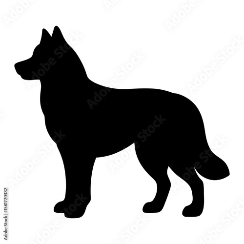 German Shepherd silhouette vector, a black German Shepherd dog vector art design, and a silhouette of a dog isolated on a white background