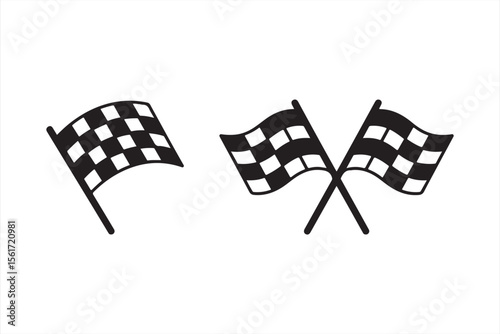 Set of checkered flags symbolizing victory and racing events