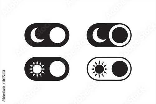 Modern toggle switch icons for adjusting between night and day modes


