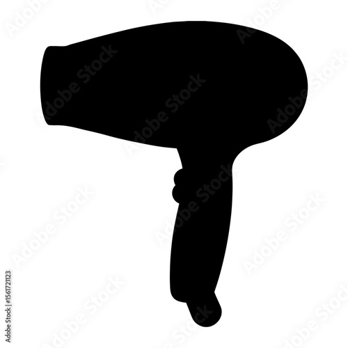 hair dryer silhouette vector, a black hair dryer vector art design, and a silhouette of a hair dryer isolated on a white background