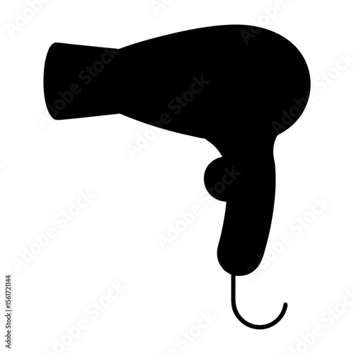 hair dryer silhouette vector, a black hair dryer vector art design, and a silhouette of a hair dryer isolated on a white background