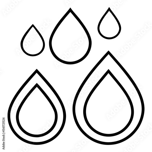 Water drop silhouette vector, a black water drops vector art design, and a silhouette of water drops isolated on a white background