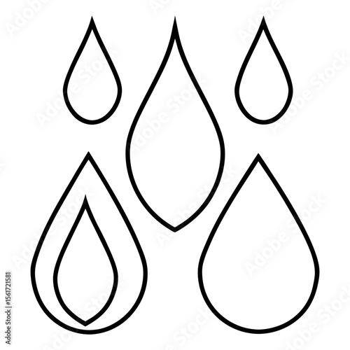 Water drop silhouette vector, a black water drops vector art design, and a silhouette of water drops isolated on a white background
