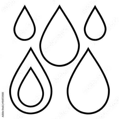 Water drop silhouette vector, a black water drops vector art design, and a silhouette of water drops isolated on a white background