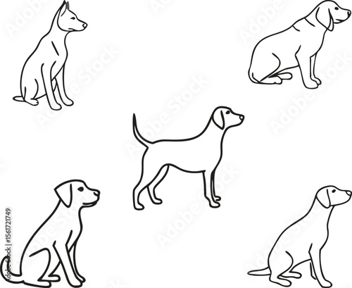 Dog Clipart Illustration Set Featuring Cute Poses Breeds and Pet Accessories. Dog Clipart Collection with Playful Puppies and Friendly Dogs. Clean and Colorful Dog Clipart Bundle for Kids