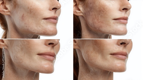 National Cleanse Your Skin Week.Medical pathology style comparison of healthy vs problematic skin conditions, clinical documentation photography, dermatology reference image