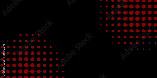 Abstract Modern gradient black and red background with halftone dots pattern design. Vector illustration abstract technology. Background with monochrome dotted texture. Polka dot pattern template