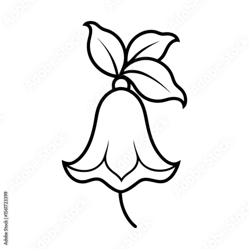 Canterbury bells silhouette vector, black floral outline vector art design, and a silhouette of a Canterbury bells flower isolated on a white background