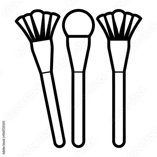 Makeup brush outline vector art, makeup brush silhouette, a black makeup brush icon silhouette, isolated