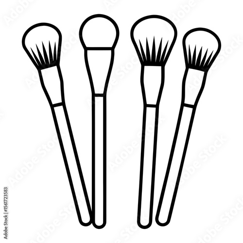 Makeup brush outline vector art, makeup brush silhouette, a black makeup brush icon silhouette, isolated
