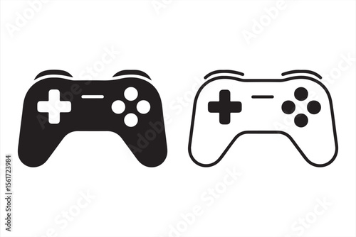 Black video game controller with pistol and joystick for fun computer play