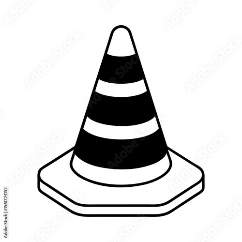 Traffic cone silhouette vector, black traffic cone vector art design, and a silhouette of a traffic cone isolated on a white background