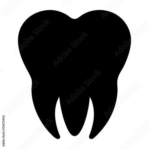 Tooth silhouette vector, black tooth vector art design, and a silhouette of a tooth isolated on a white background