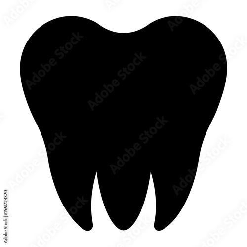 Tooth silhouette vector, black tooth vector art design, and a silhouette of a tooth isolated on a white background