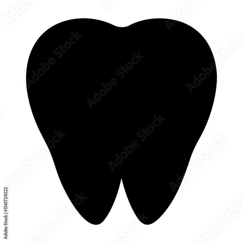 Tooth silhouette vector, black tooth vector art design, and a silhouette of a tooth isolated on a white background