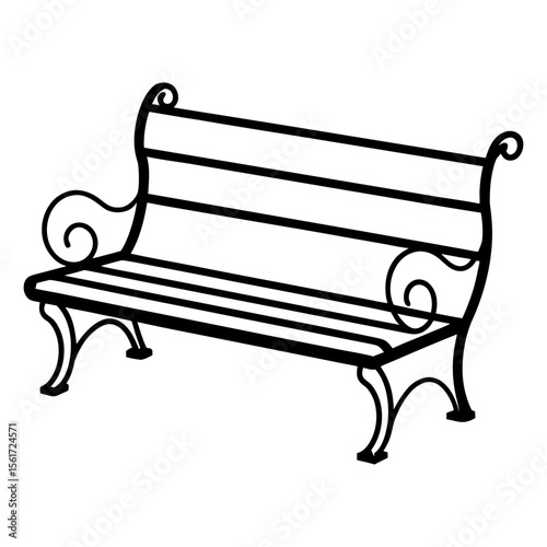 Park bench vector art, a bench silhouette, a black park bench icon silhouette, isolated