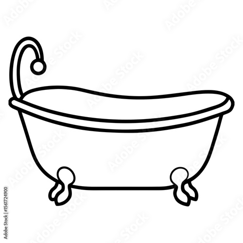 Bathtub silhouette vector, a bathtub vector art design, and a silhouette of a black bathtub isolated on a white background