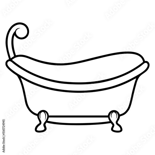 Bathtub silhouette vector, a bathtub vector art design, and a silhouette of a black bathtub isolated on a white background