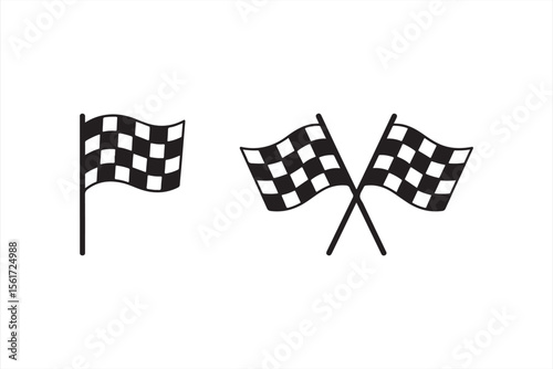 Checkered flag on white for a racing sport finish, symbolizing victory and success in car competitions