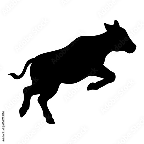 Cow jumping vector art, Cow silhouette, black cow jumping silhouette isolated