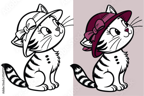 Charming illustration of adorable cats in various cute poses and expressions
