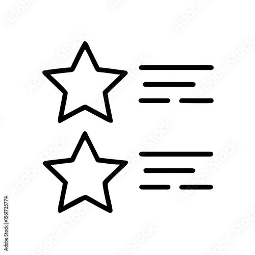 Two outline stars aligned vertically with horizontal lines representing text information on the right side