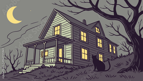 Fall themed scene with a clipboard showing check marks and pumpkins near a window with trees outside