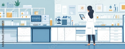 Scientist conducting a chemical test in a research lab to study the development of a vaccine, focusing on medical advancements, Generative AI