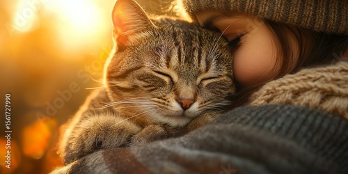 young woman with cat