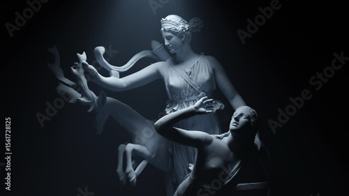 Artemis and Iphigeneia Sculpture / Statue - 4K Animation