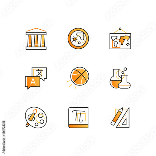 School subjects - modern line design style icons set