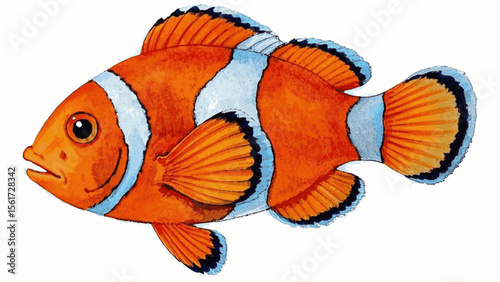 Coral Whisper Waltz Clownfish isolated watercolor vector illustration svg
