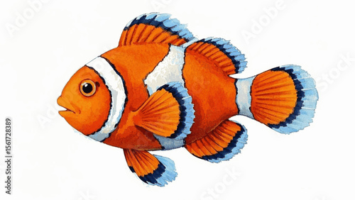 Translucent Tide Friend Clownfish isolated watercolor vector illustration svg