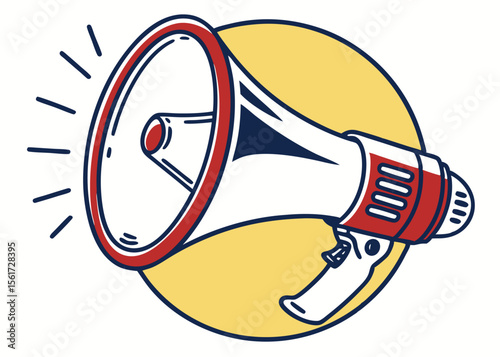 Loudspeaker announcement megaphone marketing communication promotion attention graphic vector illustration