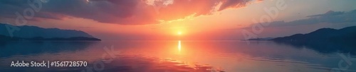 Serene Sunrise Reflection Tranquil Water, Peaceful Dawn, Meditation and Hope