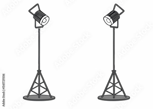 Studio lighting equipment for photography and film making with spotlight stands vector illustration