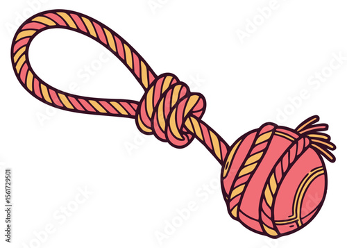 Playful dog toy rope ball for canine fun and games pet accessory isolated object vector illustration