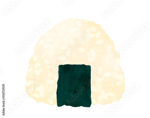 シンプルなおにぎりの水彩画