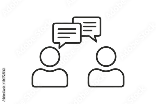 Communicating People Illustration with Speech Bubbles Conversation and Dialogue Between Two Persons for Discussion and Understanding of Different Viewpoints