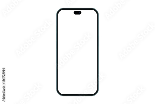 Black phone mock up with blank screen on transparent background.