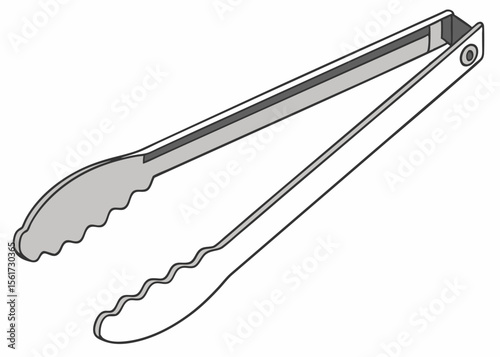 Kitchen tongs utensil equipment culinary tool for cooking and serving food vector illustration