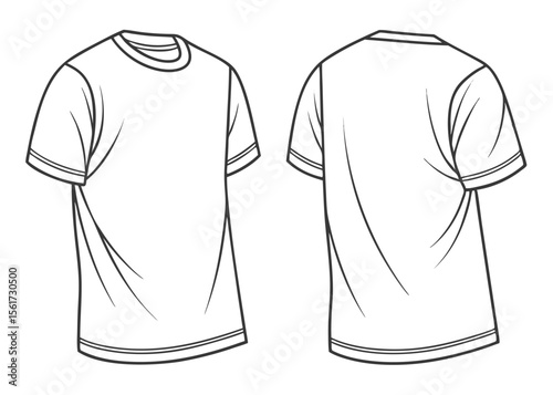 Blank t shirt template front and back view for fashion design apparel mockup vector illustration