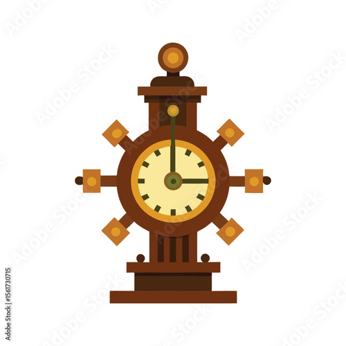 steampunk mechanical clock vector art