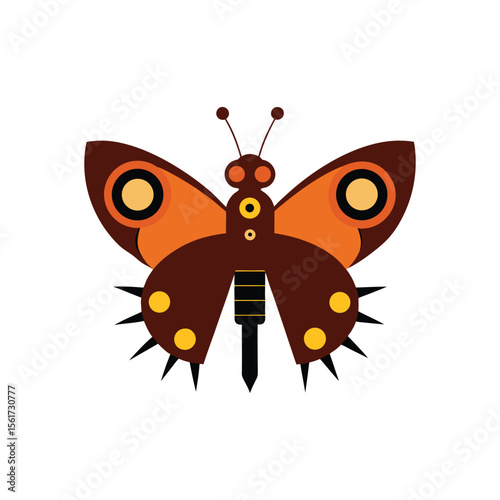 steampunk mechanical butterfly vector art
