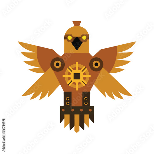 steampunk mechanical eagle vector art