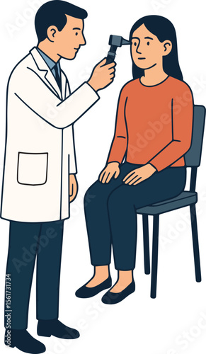 Doctor Performing Ear Examination Vector Medical Consultation Scene