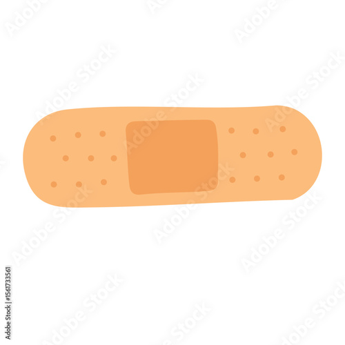 Cartoon adhesive bandage in flat style. Soft medical patch illustration for health and care.