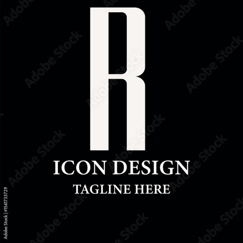 Initial letter logo mark R mono line