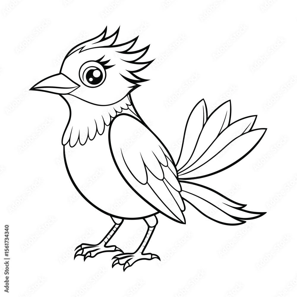 Obraz premium Kids' Bird Coloring Page on a White Background