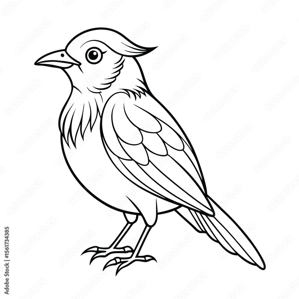 Fototapeta premium Kids' Bird Coloring Page on a White Background